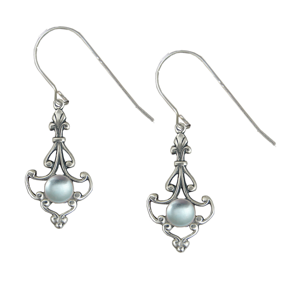 Sterling Silver Victorian Blue Topaz Drop Dangle Earrings